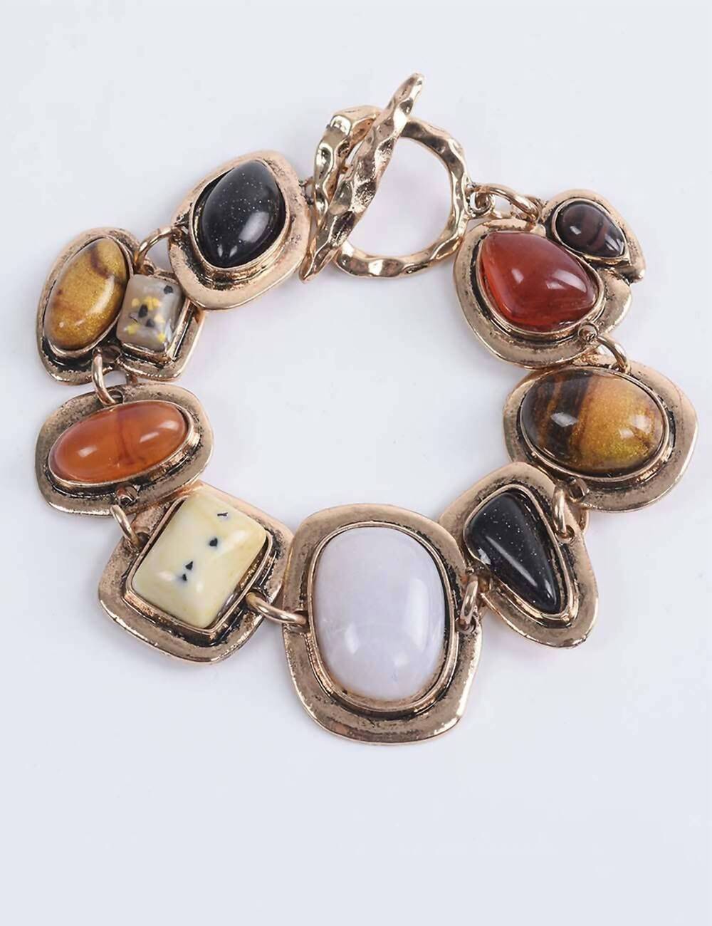 NEW DIPPED SHOP women's irregular stone and metal sculptural bracelet in c1